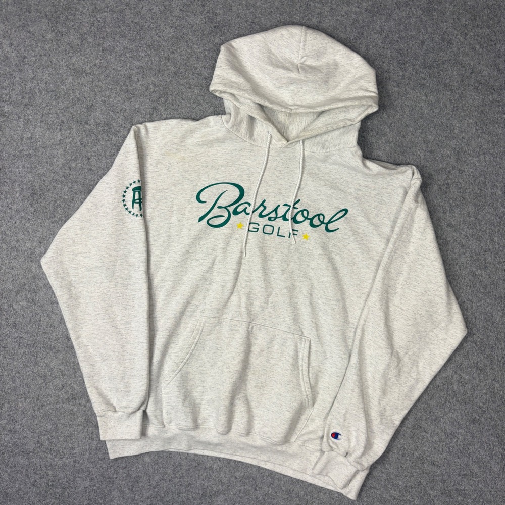 Champion Barstool Golf Hoodie Mens XL Gray Heather Fleece Pullover Sweatshirt